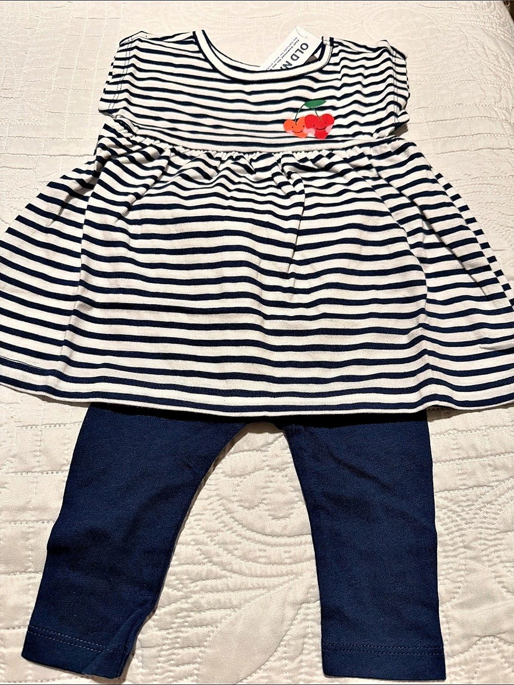 Old Navy Baby Striped Dress & Leggings Set🍒❤️🙂